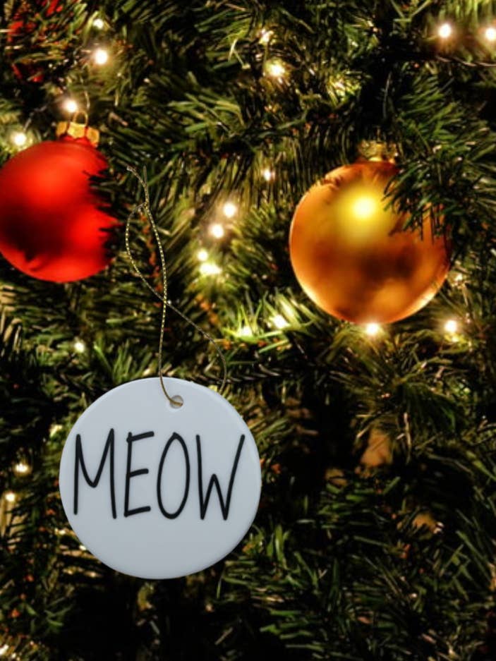 MEOW ornament for wholesale by Made By Scratch Crafts