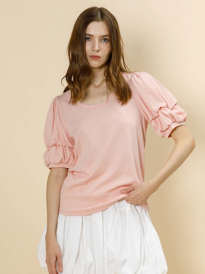Essential Puff Sleeve Cotton Tee –Romantic Basic for wholesale by A & SHE