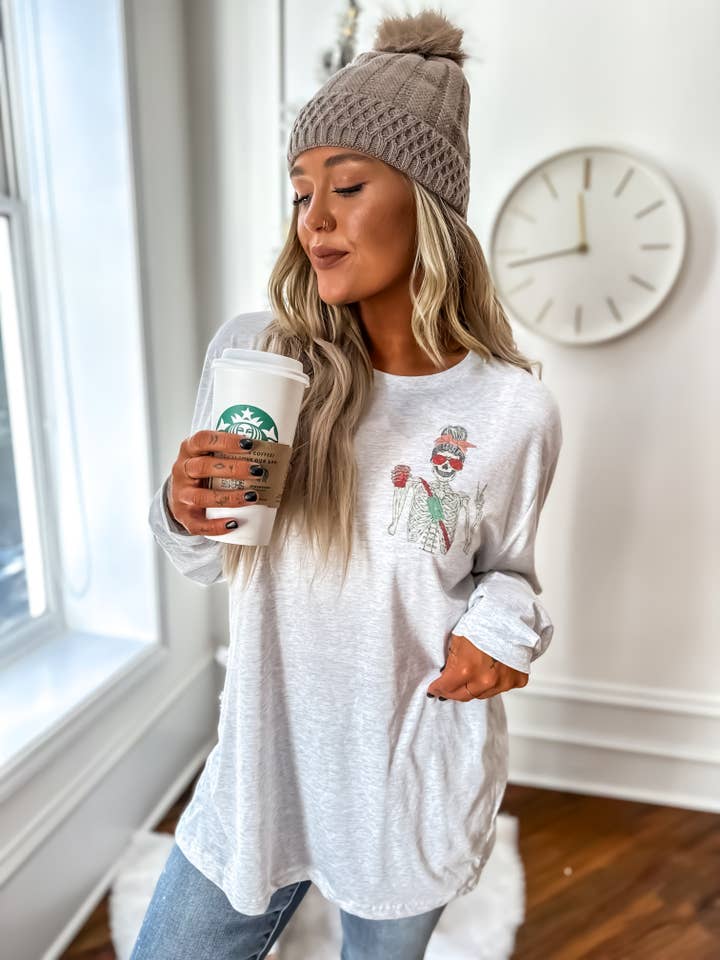 birdie - Wholesale Screen Printed T-Shirt - Women's - This B*tch Runs on Christmas Cheer Long Sleeve Graphic Tee