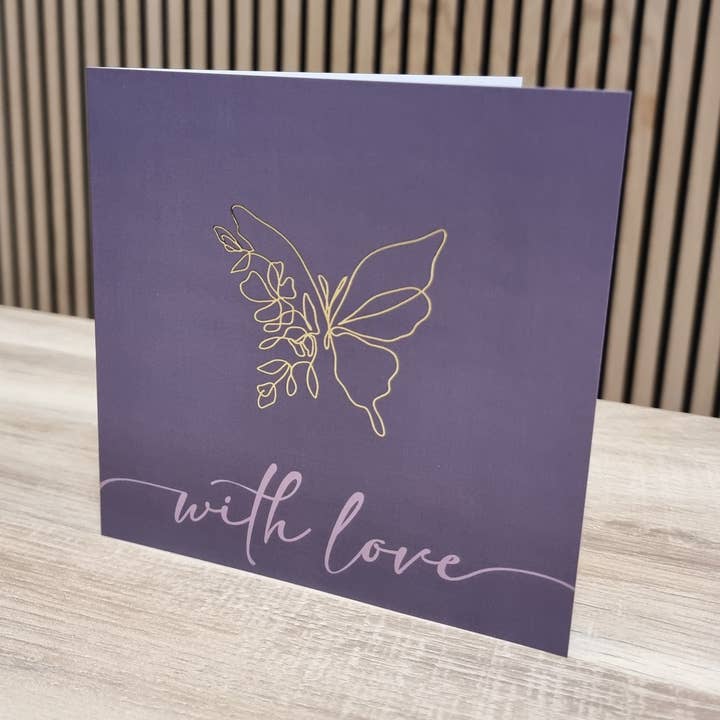 Abstract Butterfly - With Love (Foil Card) for wholesale by Kortspecialisten