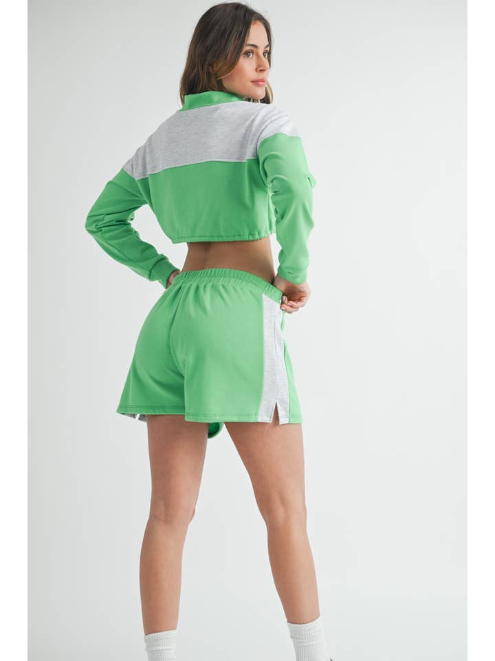 5besties inc - Wholesale Activewear Set - Women's - SPORTY CROP LONG SLEEVE TOP & SHORT SET9