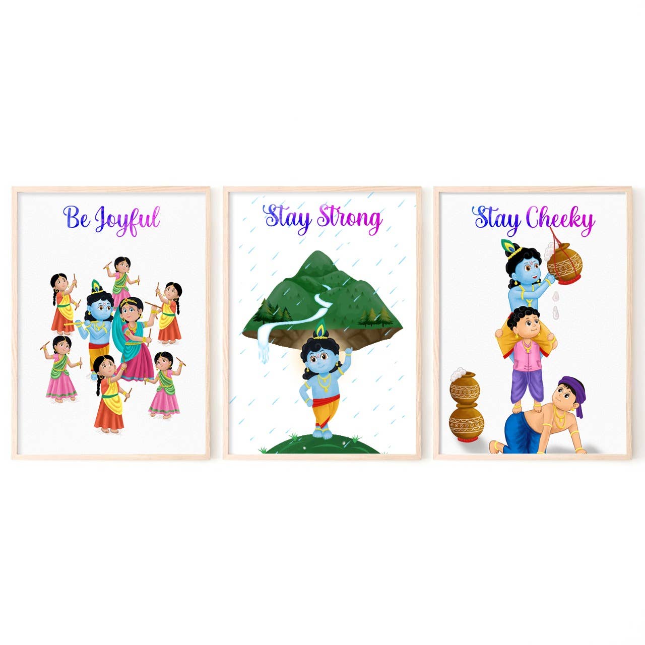 Krishna My Friend Ltd – wholesale Art print – Kids & baby – Kids Motivational Wall Print Set - Inspired by Lord Krishna3
