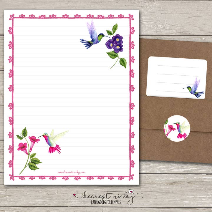 Hummingbirds Large Letter Writing Set - 8½ x 11 for wholesale by Dearest Nicky