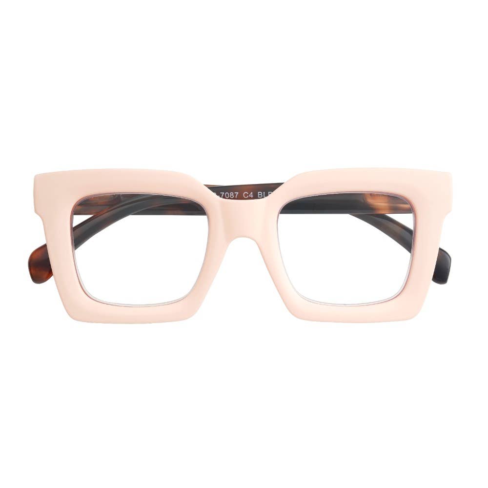 Ryan Simkhai Eyeshop – wholesale Eyeglasses – Unisex – FIONA | Matte Peach | Tortoise Temples | Blue Light4