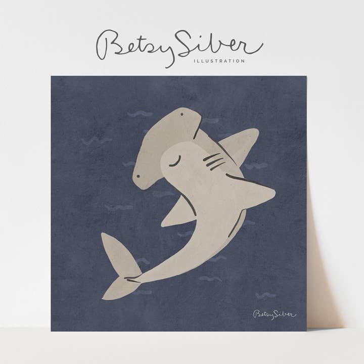 Impression d'art de requin marteau pour la vente par Betsy Siber, Illustration