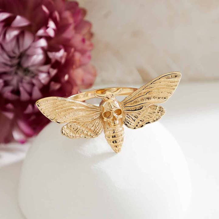 Nina Designs - Wholesale Cocktail/Statement Ring - Sterling Silver or Bronze Realistic Deaths Head Moth Ring