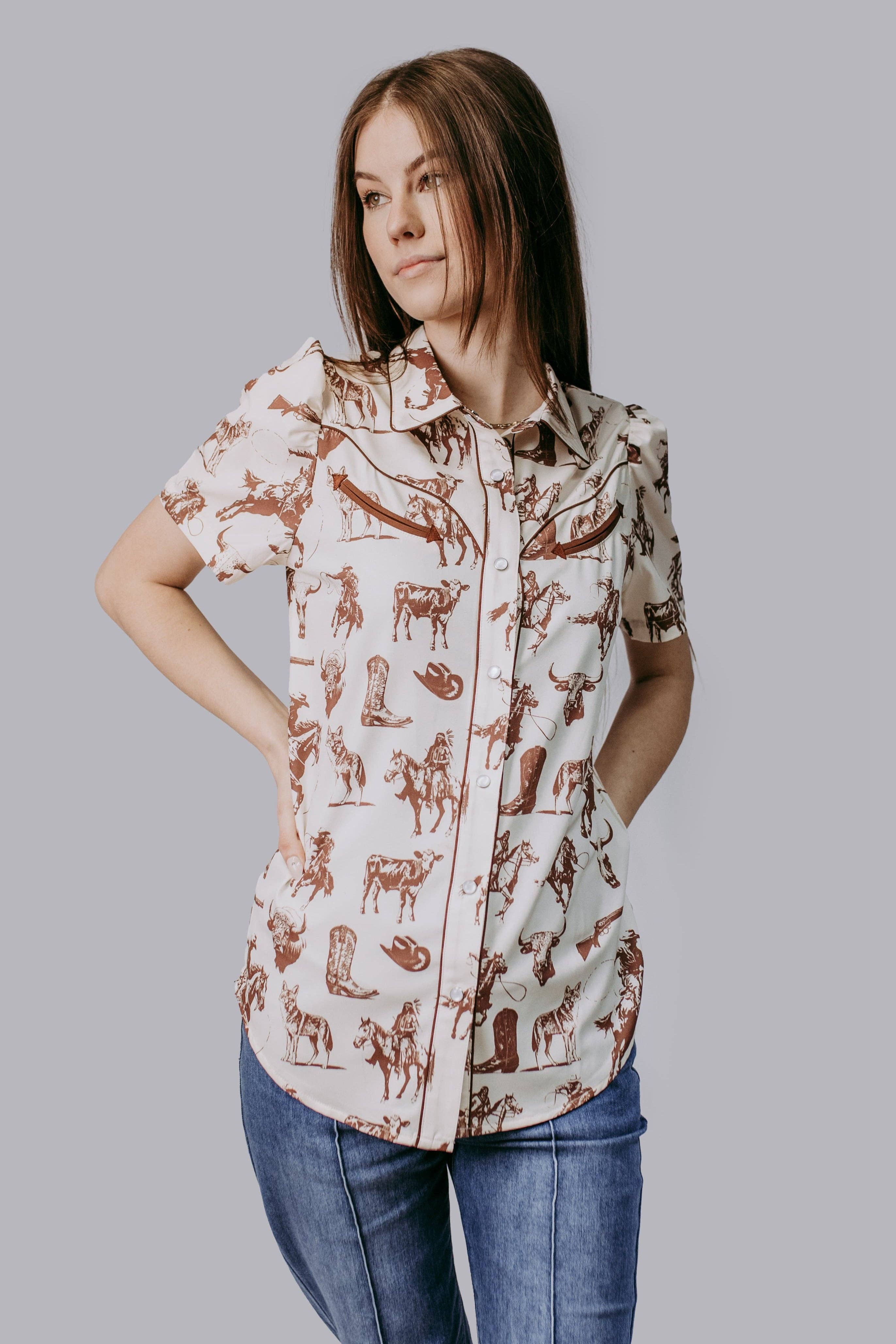 cream MK721 Cowboys & Indians Botton Down Shirt for wholesale on Faire