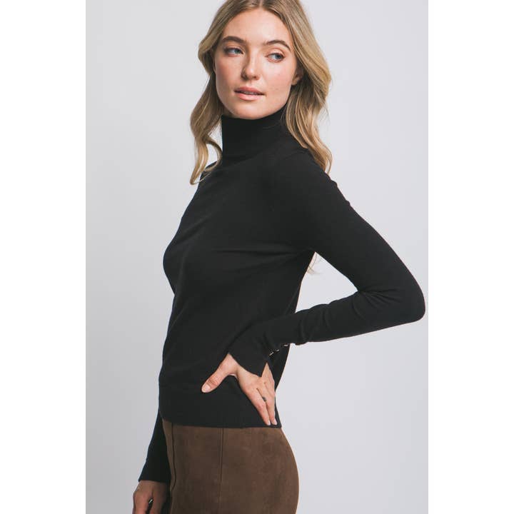 Style Up - Wholesale Knitted jumper – Women′s - Long Sleeve Turtle Neck Sweater Top with Button3