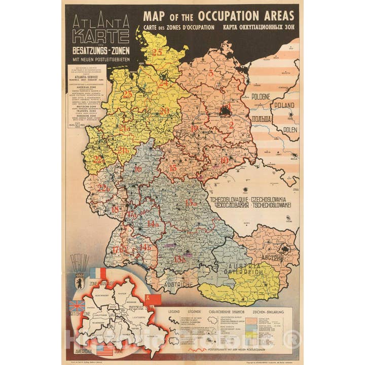 WWII Historic Map: Germany, Central Europe, Potsdam 1945 for wholesale by Historic Pictoric