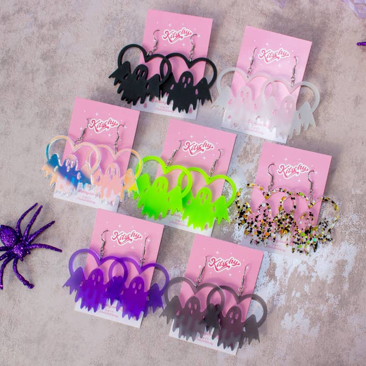 Wayward Soul Ghost Earrings Laser Cut Acrylic for wholesale by Kitschy