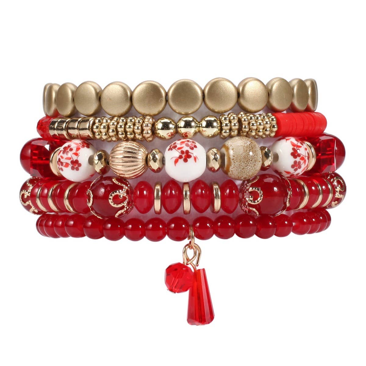 NINEXIS - Vente Parures de bijoux - CWAJE05695_BRACELET ÉLASTIQUE MULTICOUCHE AVEC PENDENTIF CRISTAL BOHO7