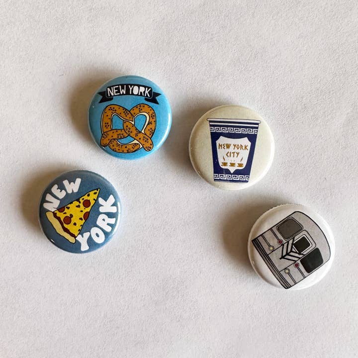 Made by Nilina - Wholesale Lapel Pin/Button - New York City 1-inch Buttons - NY NYC Souvenir Assorted