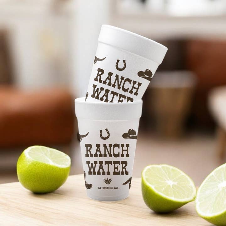Old Town Social Club - Wholesale Disposable Cup - Ranch Water 16oz. Foam Party Cups (Set of 10)2