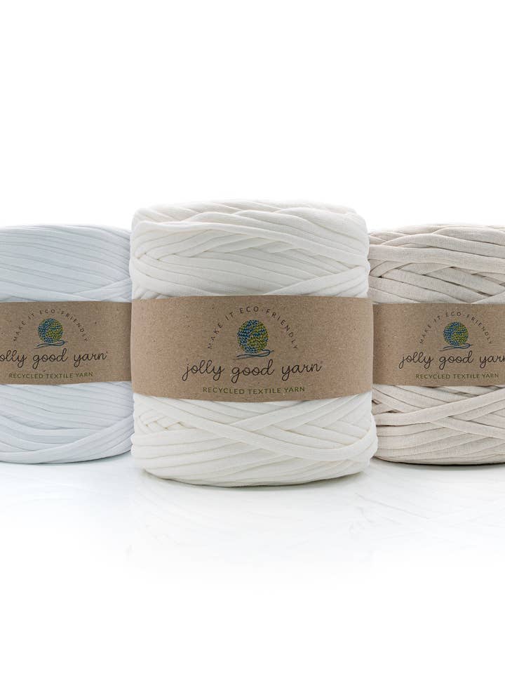 Trio of White T-Shirt Yarn for wholesale by Jolly Good Yarn