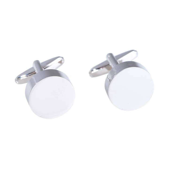 Rhodium Plated Round Cufflinks for wholesale by BeyBerk International