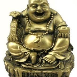 Mandala Crafts - Wholesale Decorative figurine - Hinky Imports Gold Tone Resin Happy Buddha Statue0