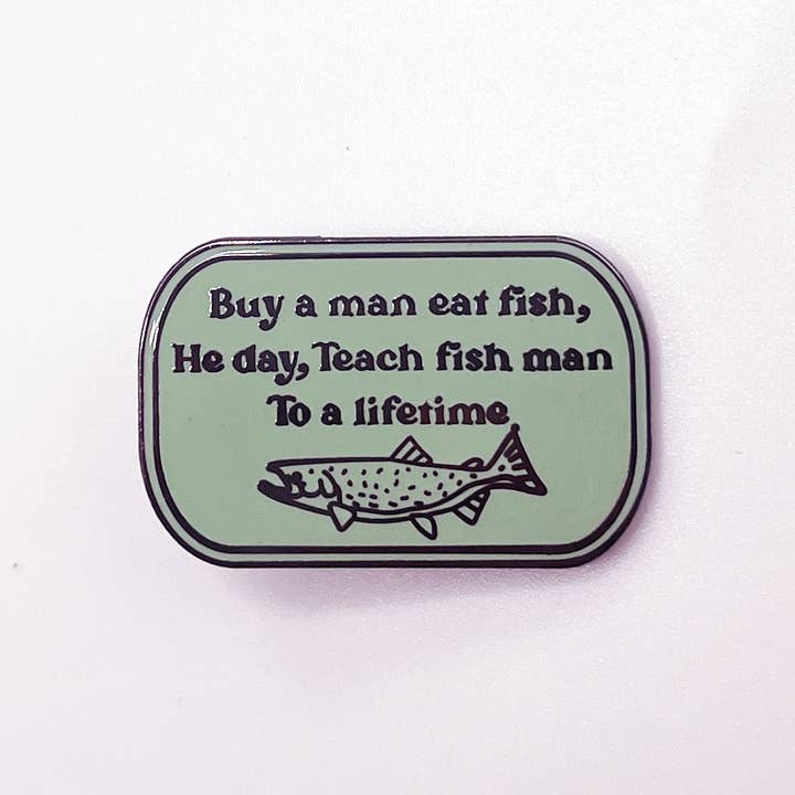 Strike Gently Co - Wholesale Lapel Pin/Button - Buy a man eat fish, Pin