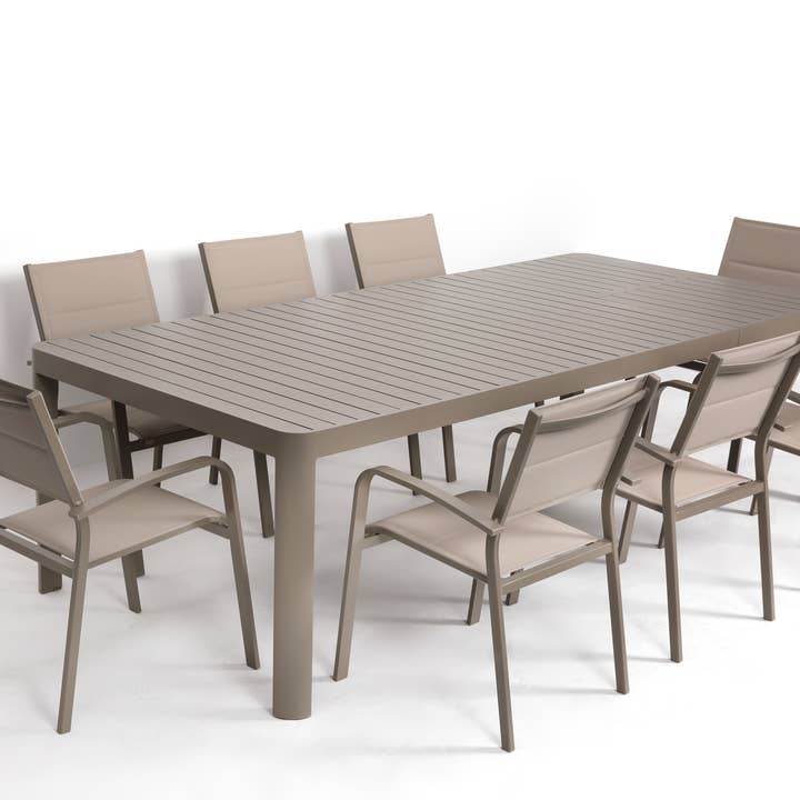 LIFE IS - Vente Table de terrasse - Table extensible en aluminium 195/255x100x76,5 cm gris pigeon6