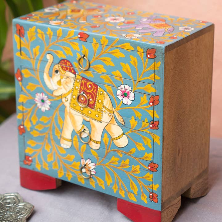 Namaste – wholesale Decorative box – Jayan Elephant Hand Painted 4-drawer Chest0