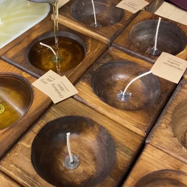 Wood Bowl Candle Supply - Venta al por mayor Candelabros - Molde cuadrado para queso con 1 agujero, cuenco de madera listo para velas, 5.5 x 5.5 pulgadas