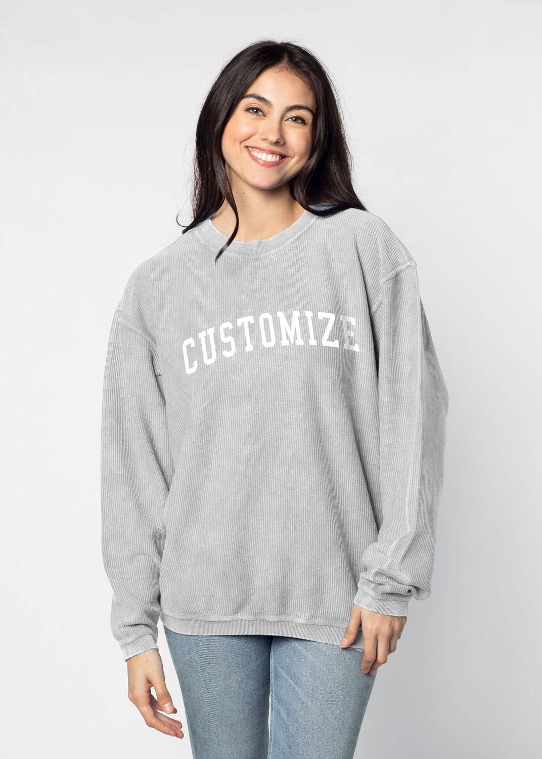 chicka-d – Großhandel Sweatshirt mit Grafikdruck – Damen – Die originale Custom Graphic Corded Crew, Collegiate Arc41