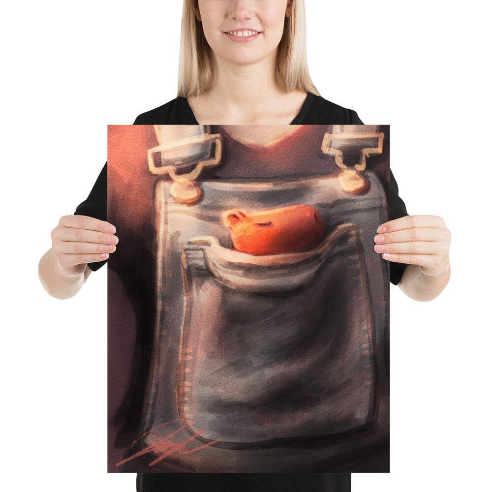 JoyousJoyfulJoyness - Wholesale Painting/Drawing - "PocketBara" Painting | Painting of a Miniature Capybara in a Pocket [Unfoiled]4