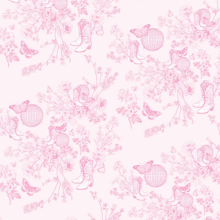 Rock Paper Scissors - Wholesale Wrapping Paper Roll - Pink Disco Cowgirl Toile Wrapping Paper - Roll of 3 Sheets