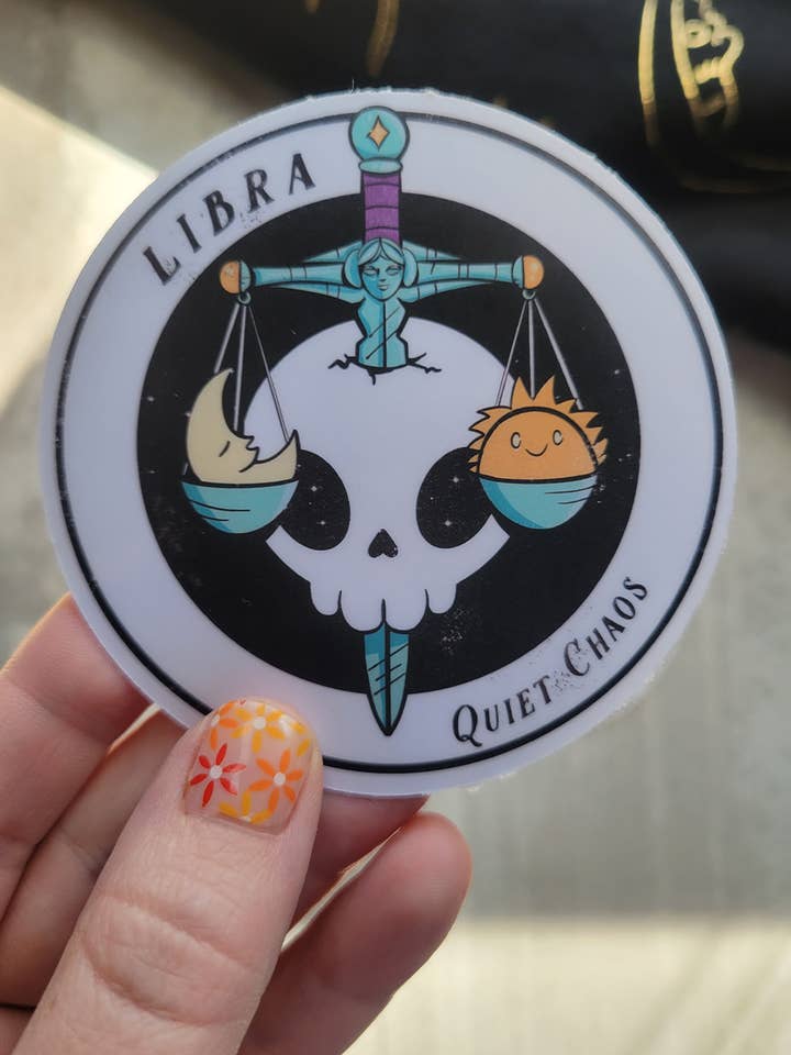 Witchy Libra Skull Zodiac Sticker for wholesale by by Sarah Simpson