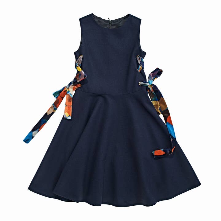 Navy jurk met oogjes voor wholesale door SUOAK