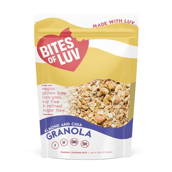Almond and Chia Granola for wholesale by Bites of Luv
