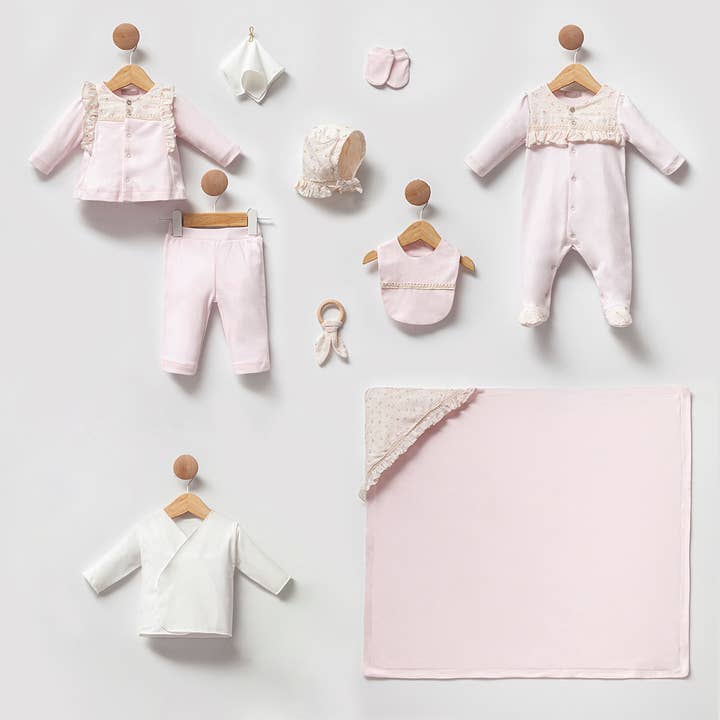 Omnis Pura – wholesale Klädesset - Baby – 100% bomull nyfödd flicka specialdesign 10st, 0-3M