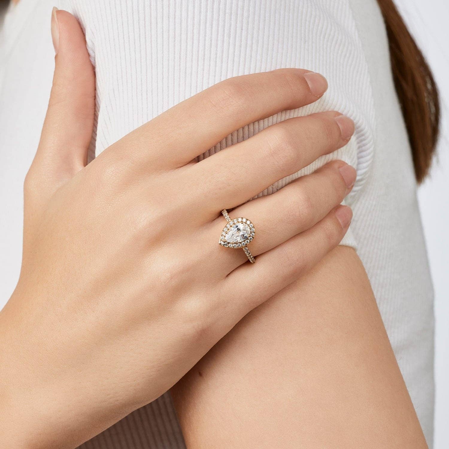 Schmuckgroßhandel - Venta al por mayor Anillo con gemas - Anillo gota con baño de oro de 18K2