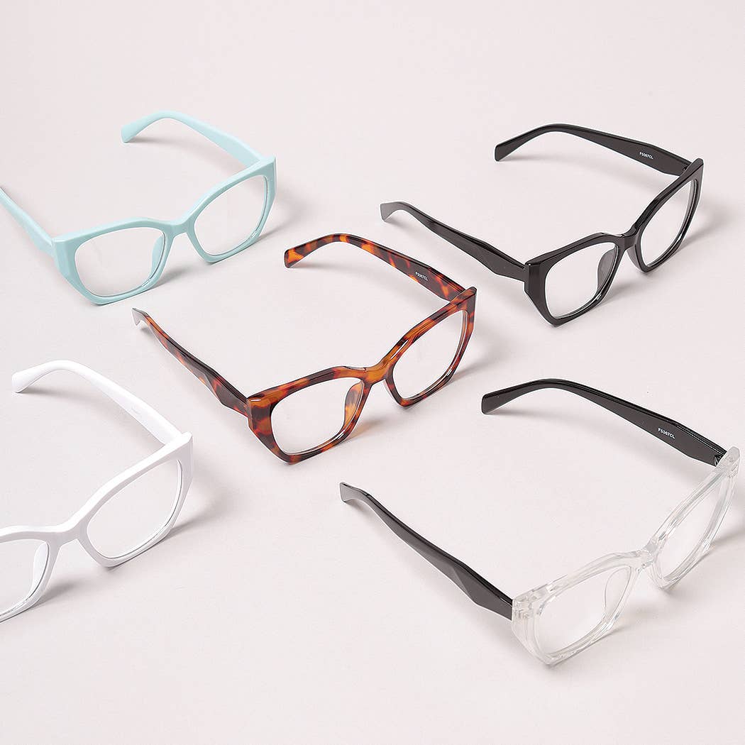 12 VERSCHILLENDE KLEUREN Modieuze bril met helder montuur en heldere lens voor groothandel op Faire3