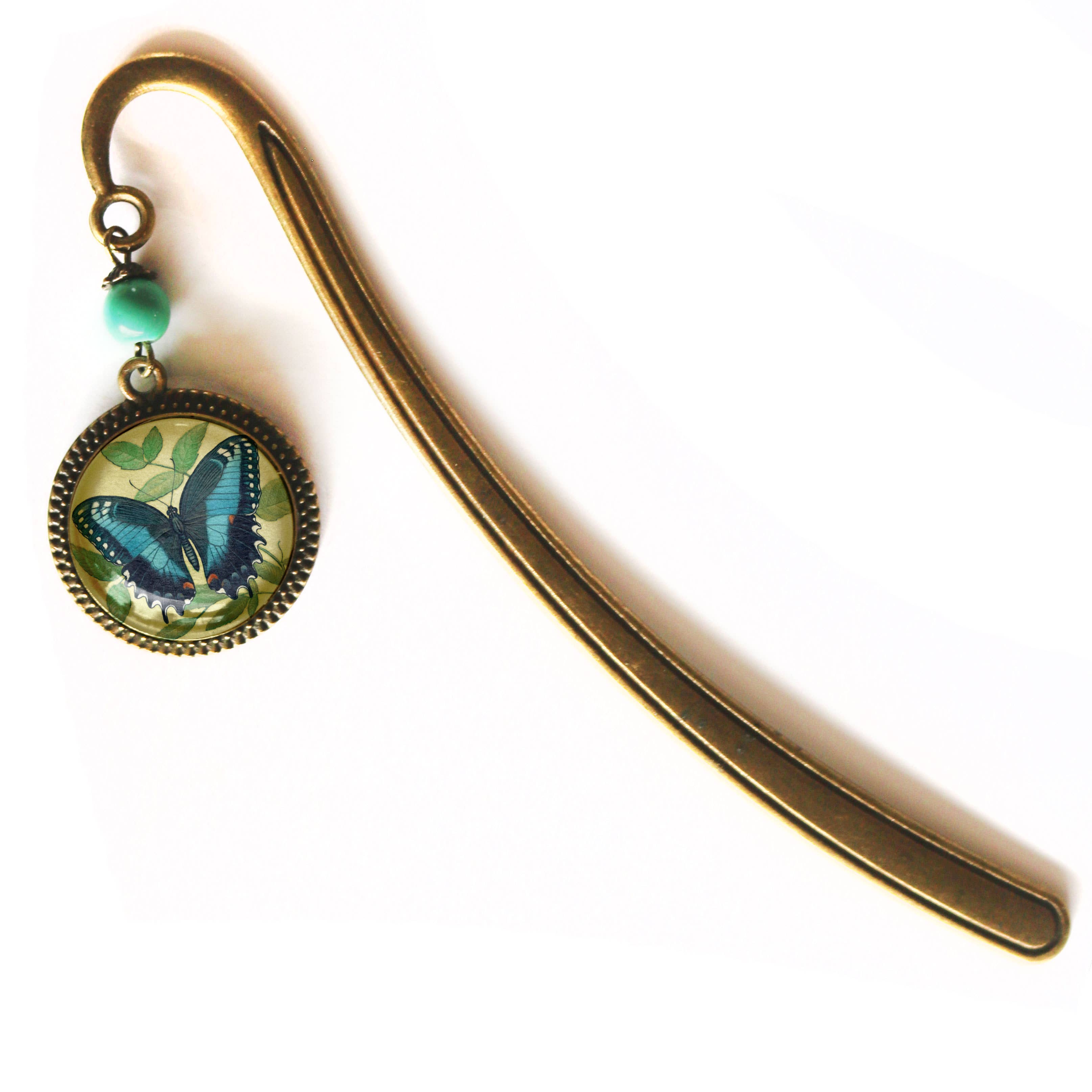 The Divine Iguana – Engroshandel Bogmærke – Blå Svalehale Sommerfugl Bronze og Glas Bogmærke2