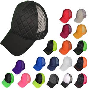 Wholesale BK Caps Mid Profile Quilted Foam Front Mesh Back Trucker Hats  (Black)