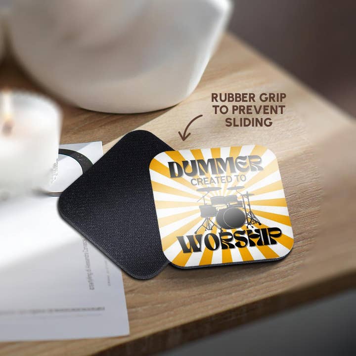 3dRose - Wholesale Coasters - 3dRose, Drummer Created To Worship, Coaster10