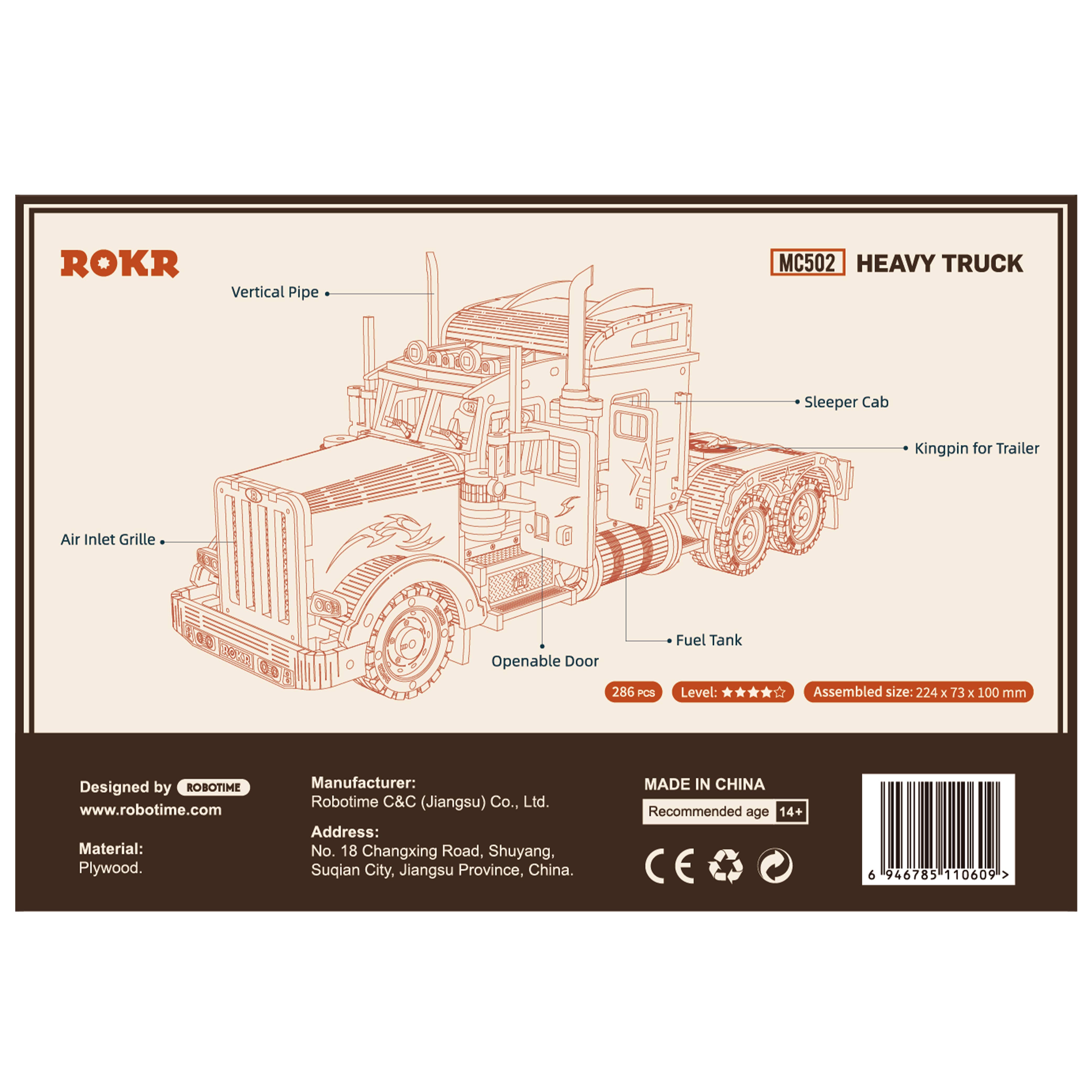 Robotime - Wholesale Puzzle - Adult - MC502 Heavy Truck ROKR Model Car Kits Wooden 3D Puzzles9