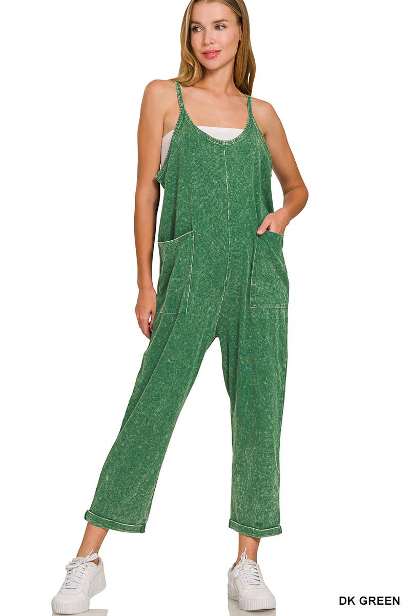 42POPS – wholesale Overaller - Dam – Tvättade hängselbyxor med spaghetti-band och fickor21