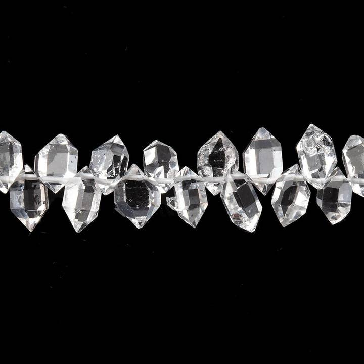 Perles de quartz en cristal à double terminaison, 5 x 3-7 x 4 mm, 7,5 pouces 66 pour la vente par Beads of Cambay