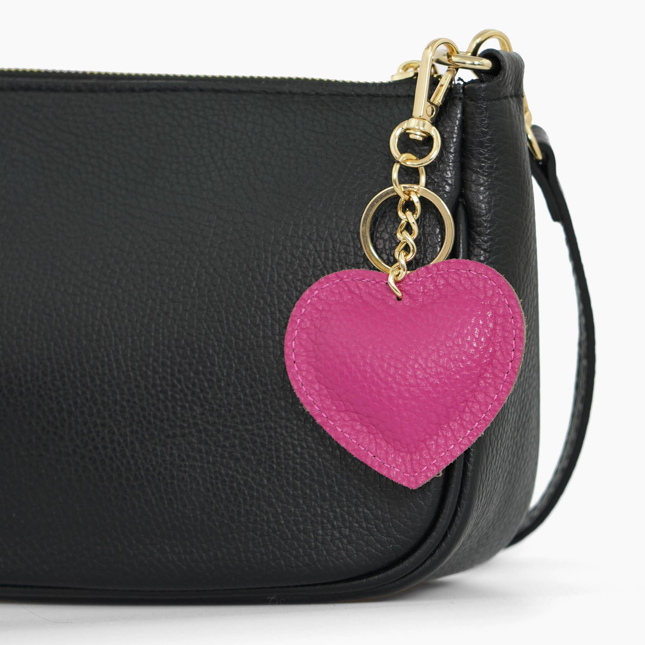 Sarta Pelle – wholesale Keychain – Women's – Valentina Italian Leather Heart Keyring - Raspberry, Pebbled1