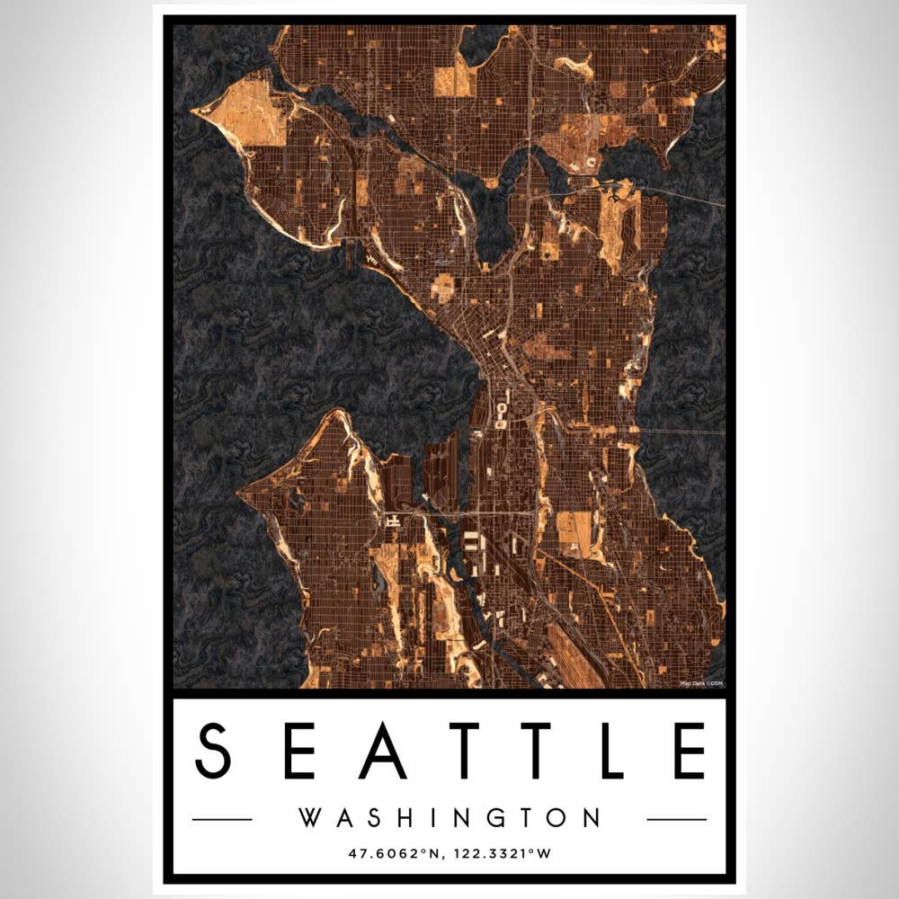JACE.design - Wholesale Art Print - Seattle WA Map Print Ember2