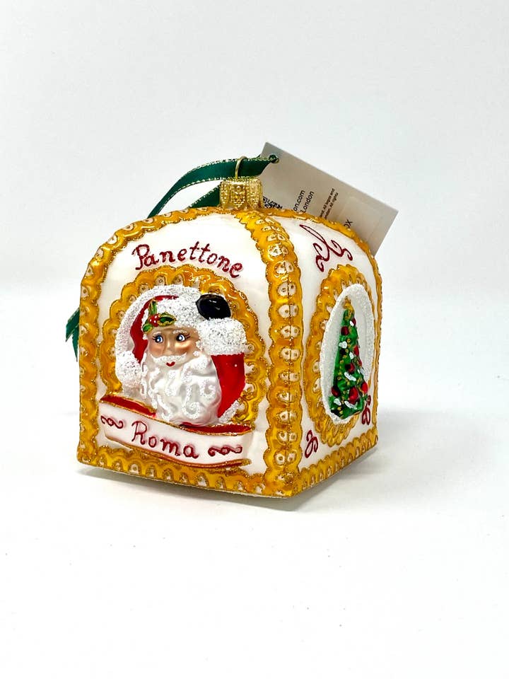 Witte Panettone Box kerstversiering van Pools glas voor de feestdagen voor wholesale door Kenzies of London