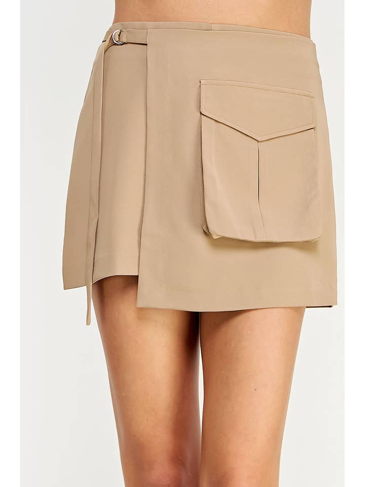 Mini Buckle Tie Wrap Skort Shorts for wholesale by Strut & Bolt