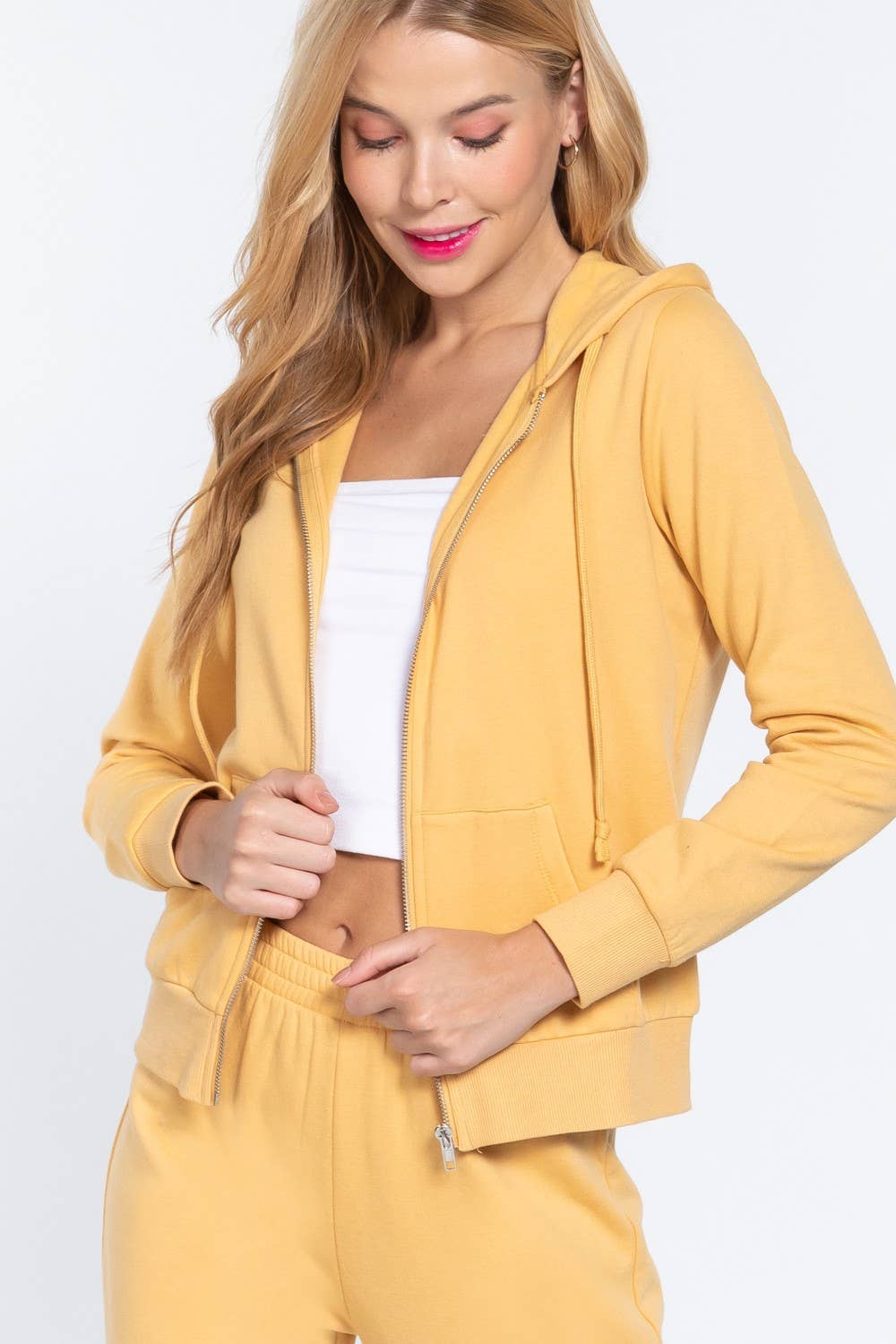 Active Basic | Active USA - Vendita all'ingrosso Felpa con cappuccio - Donna - Felpa con cappuccio e zip in French Terry con interno in pile spazzolato1