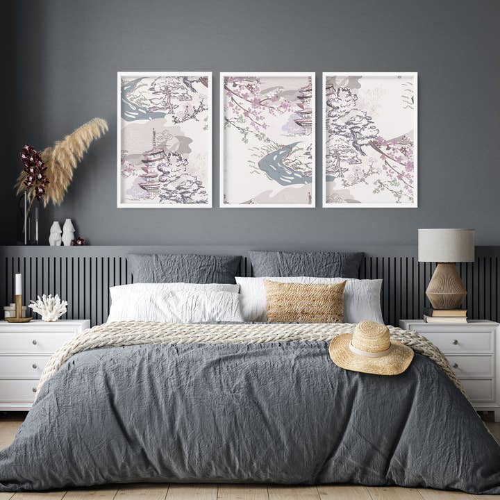 Art mural dans les chambres | set de 3 estampes pour la vente par About Wall Art