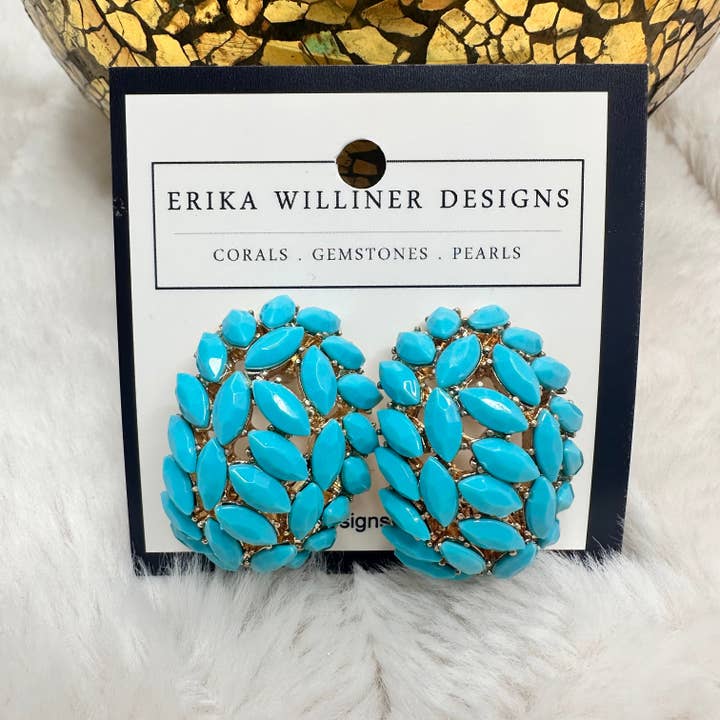 Turquoise Statement Post Earrings | Erika Williner Designs for wholesale by Erika Williner Designs