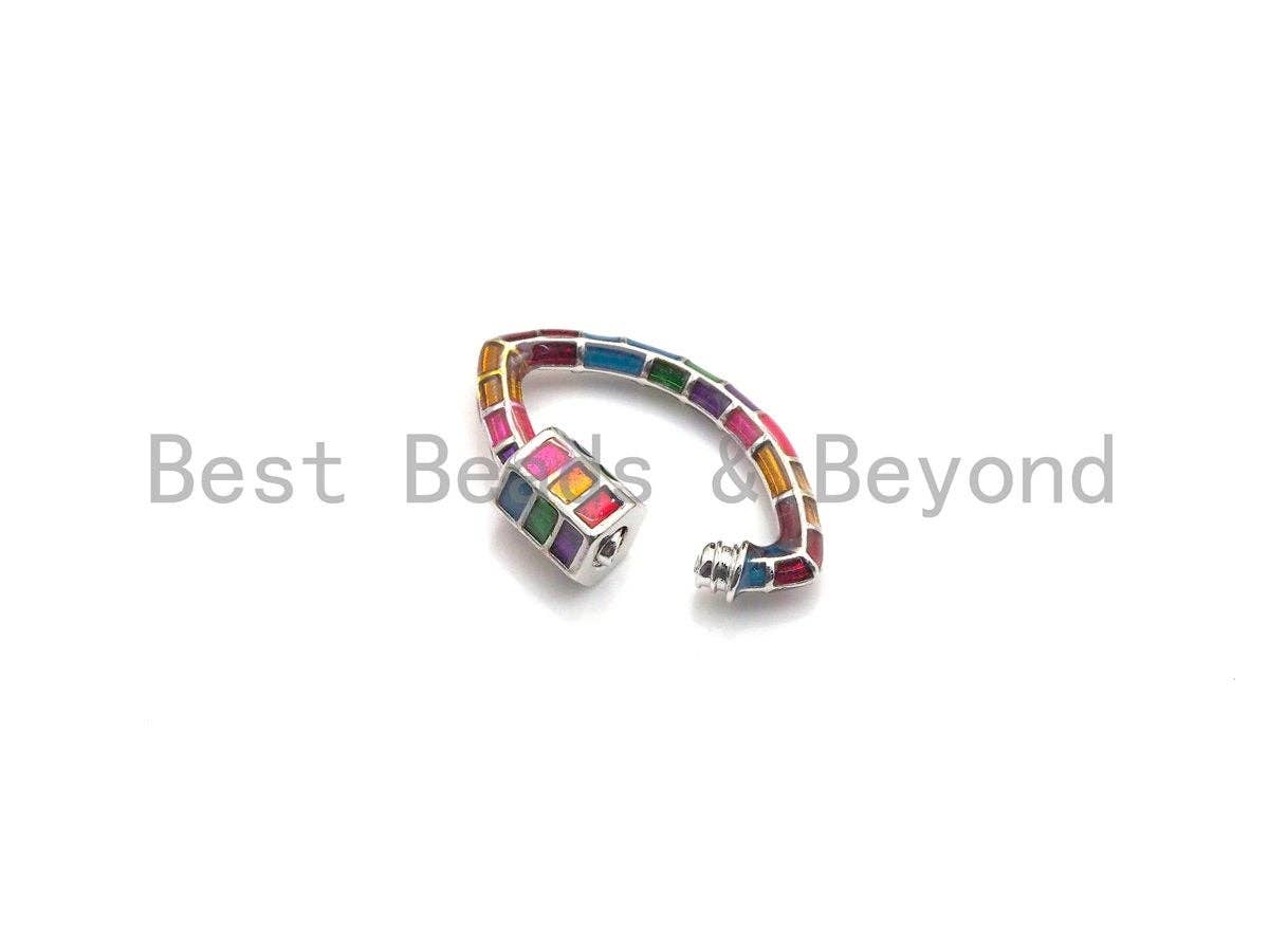 BestBeads&Beyond - Wholesale Clasp - Colorful Enamel pave Oval Evil Eye Shape Clasp, Gold/Silver/Rose Gold/Gunmetal Carabiner Clasp, 15x25mm, sku#H2282