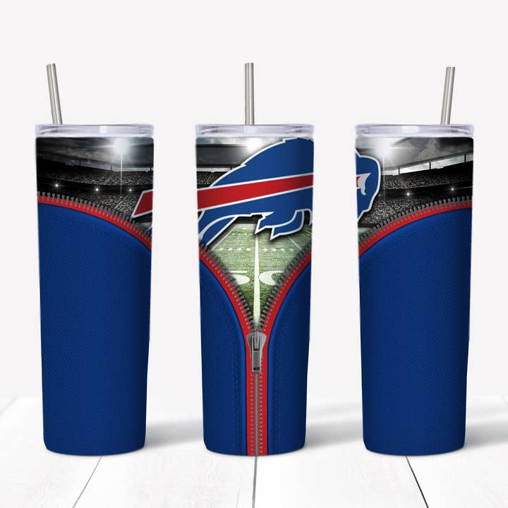 Buffalo Bills Zipper 20oz Straight Tumbler Transfer for wholesale by Rustic Pineapple