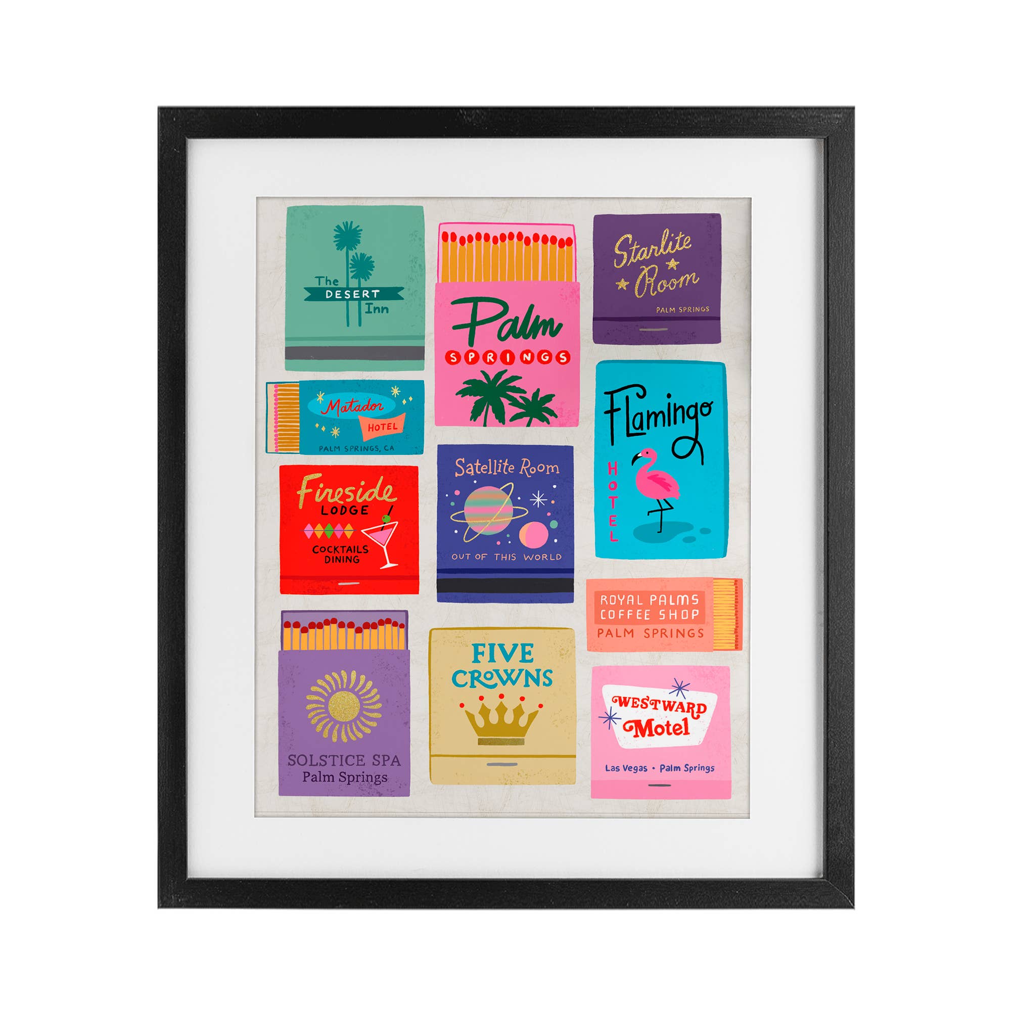 Stupell Industries - Wholesale Wall Sign - Retro Glam Matchbooks - Print Under Glass Wall Art