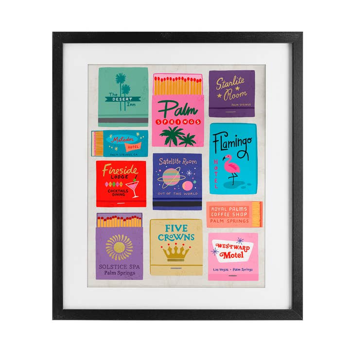 Stupell Industries - Wholesale Wall Sign - Retro Glam Matchbooks - Print Under Glass Wall Art0